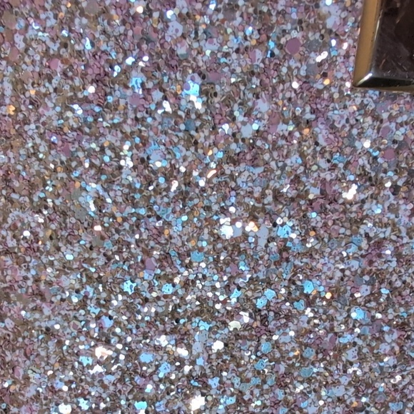 Jimmy Choo Lilia Pink Glitter Clutch with Gold Shoulder Strap - Picture 4 of 12